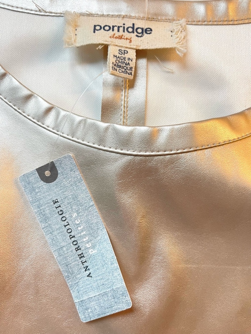 Anthropologie Porridge Collin Faux-Leather Short-Sleeve Top Small NWT - Picture 4 of 5